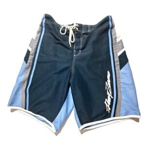 Point Zero Men's Blue Board Shorts Size XL Beach Surf Elastic/Drawstring Closure
